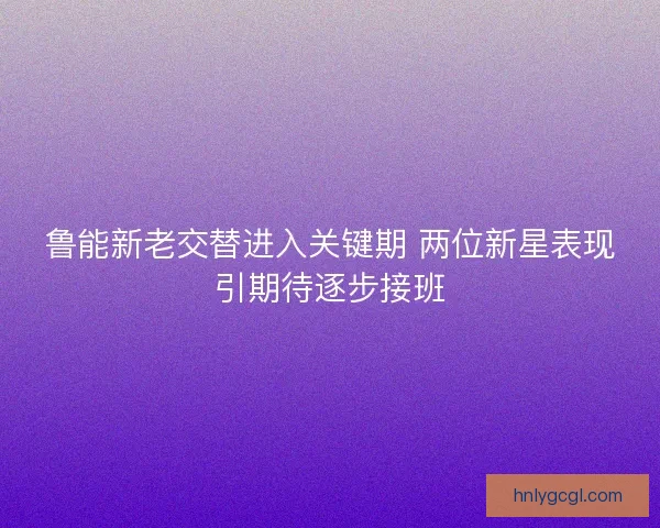 鲁能新老交替进入关键期 两位新星表现引期待逐步接班